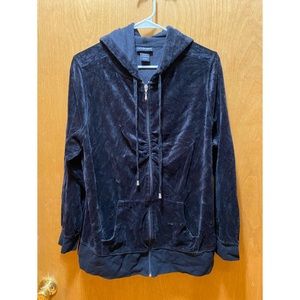 Black Lane Bryant velvet zip up jacket (looks blue in pictures but it is black)